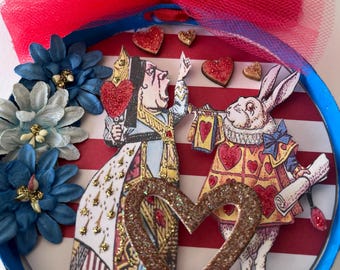 Queen of Hearts Ornament, Alice in Wonderland Gift, Handmade Paper Decoration