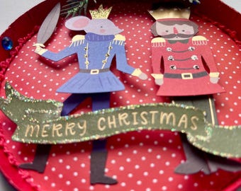 Adorno navideño de ballet Cascanueces, decoración de papel hecha a mano
