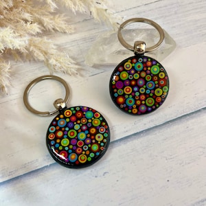 Mandala Art Keyring, 3cm Hand Painted, Dot Art, Dot Mandala, red, yellow, blue, Painted Keyring, Personalised Gift, Decor