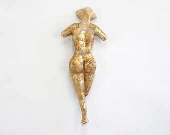 Small nude figure Back woman torso,  home decor, metal wall art, Metal art sculpture, abstract Nude torso