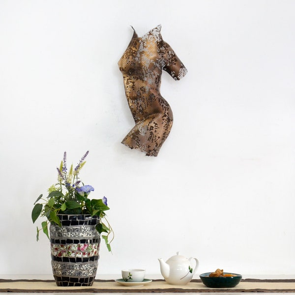 Abstract torso, Metal wall art sculpture, sexy nude metal torso, Interior design, Wall decor