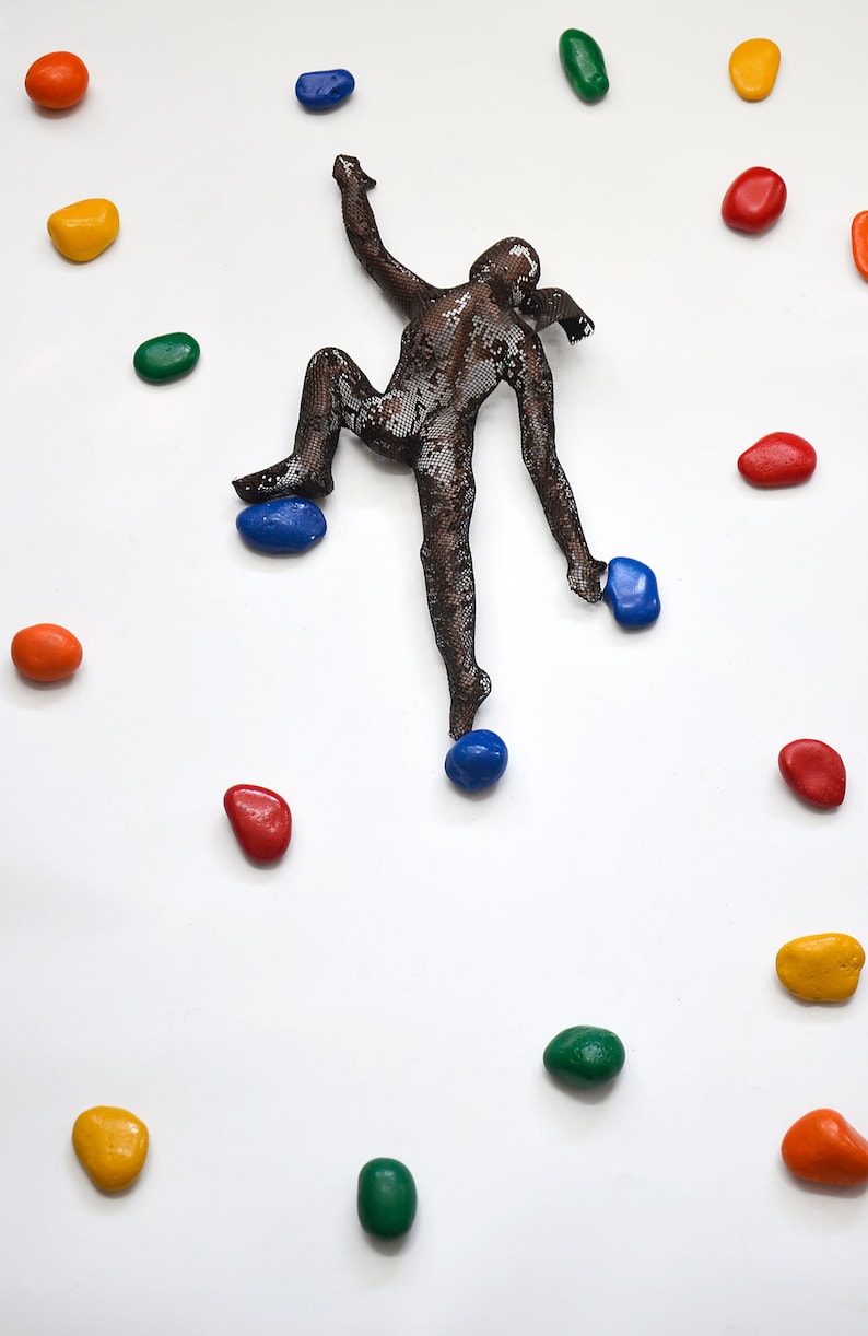 Climbing Woman Figure Metal Wall Art Rock Climber Wire Mesh Etsy