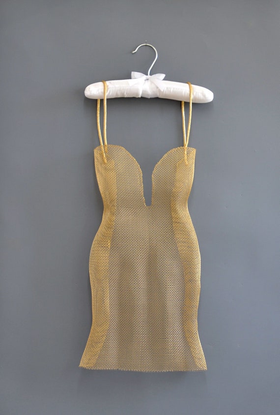 Gold dress, Modern metal art, Metal home decor Sculpture, Contemporary art, Petticoat, abstract art