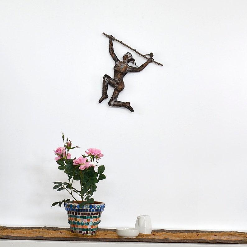 Metal wall art Climbing woman sculpture on tree branch Etsy