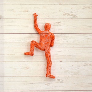 3d wall art, Climbing man sculpture, home decor, metal wall art, metal sculpture, rock climbing Orange image 5