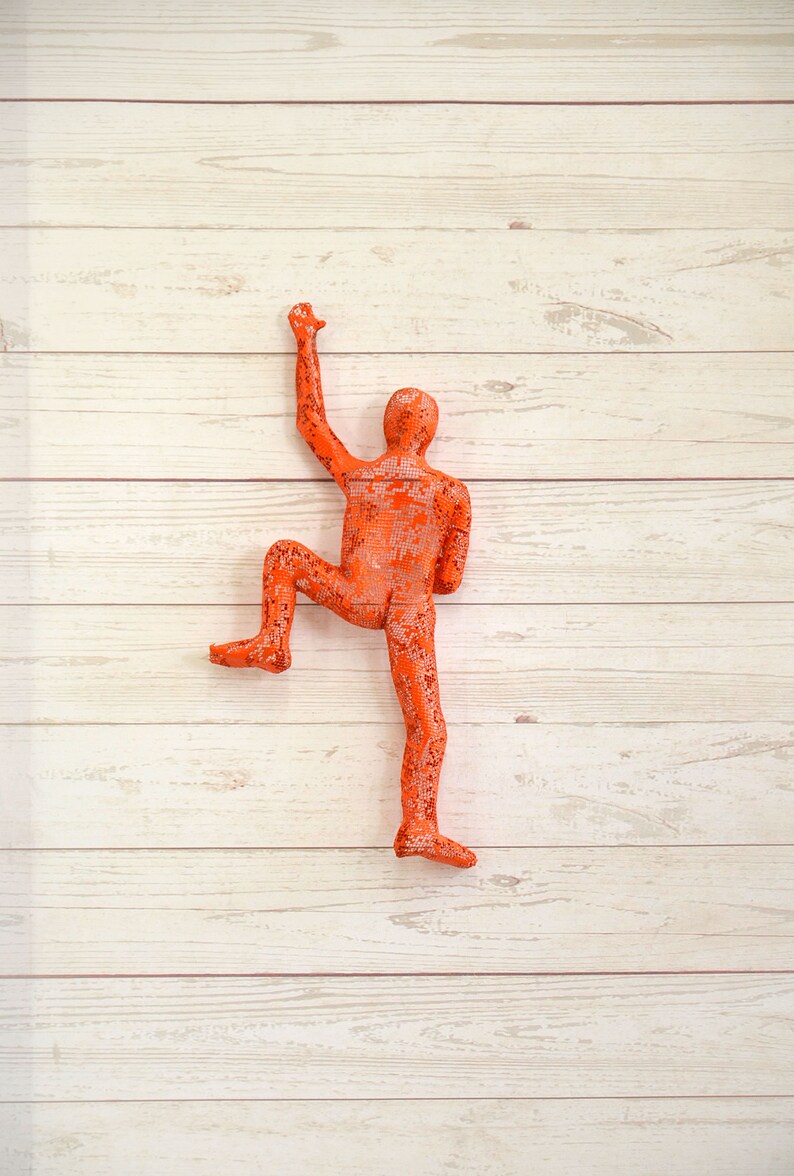 3d wall art, Climbing man sculpture, home decor, metal wall art, metal sculpture, rock climbing Orange image 5