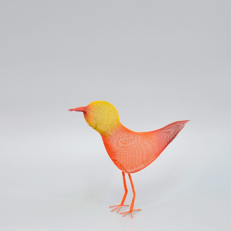 Bird sculpture, Abstract bird, Contemporary metal art, Bird decorations for home, 3d art orange image 3