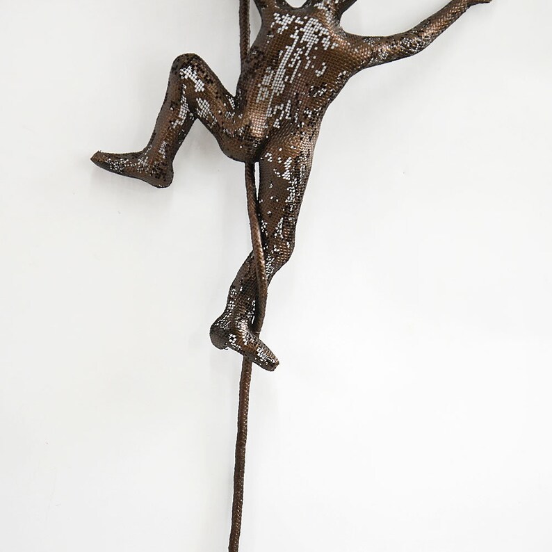 Climbing man sculpture Metal wall art Wall sculpture Modern Etsy