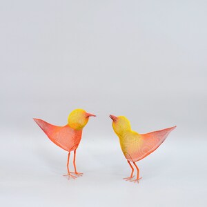 Bird sculpture, Abstract bird, Contemporary metal art, Bird decorations for home, 3d art orange image 5