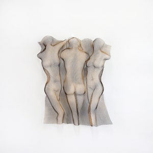 Metal wall art, 3 torso women, metal art sculpture, 3d nude decor, Sexy Nude torso sculpture image 1