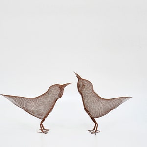 Set of 2 Small metal Bird sculptures, Metal bird figurines, Contemporary metal art, Bird decorations for home, 3d art image 6