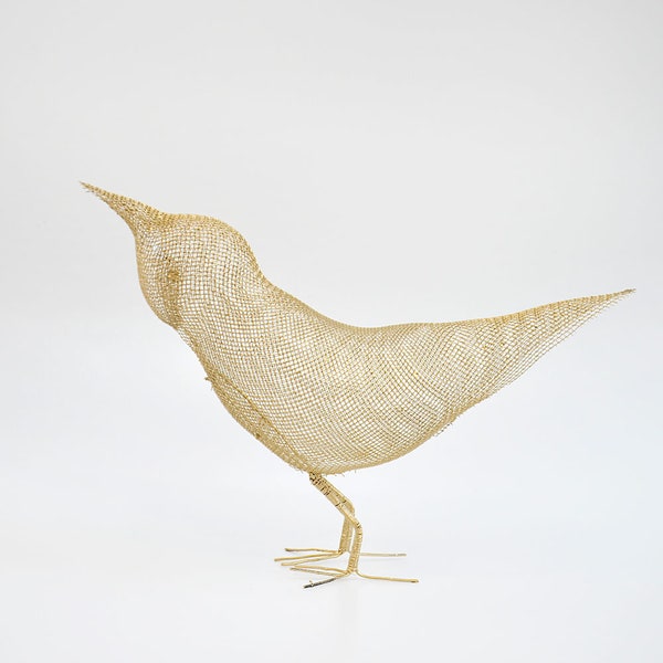Bird sculpture, Metal bird artwork, Contemporary metal art, Bird decorations for home, 3d art - Gold