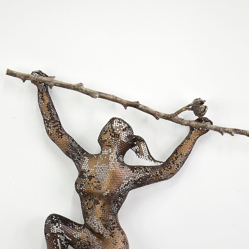 Metal wall art Climbing woman sculpture on tree branch Etsy