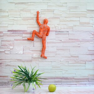 3d wall art, Climbing man sculpture, home decor, metal wall art, metal sculpture, rock climbing Orange image 6
