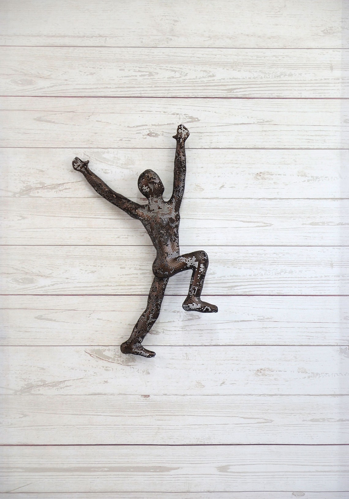 Metal Sculpture of a Climbing Man Metal Wall Art Climber 3d Etsy