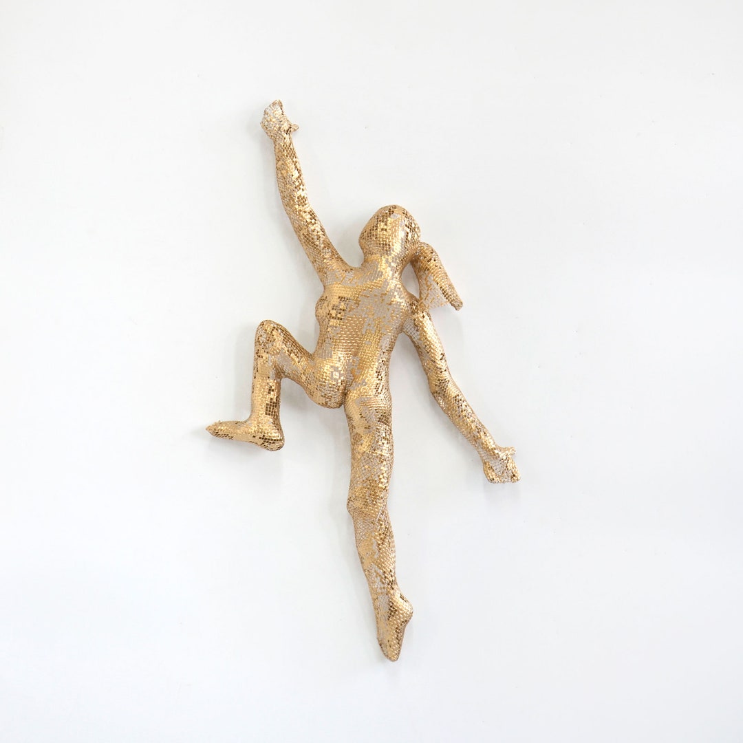 Climbing Woman Figure Metal Wall Art Rock Climber Wire Mesh Etsy