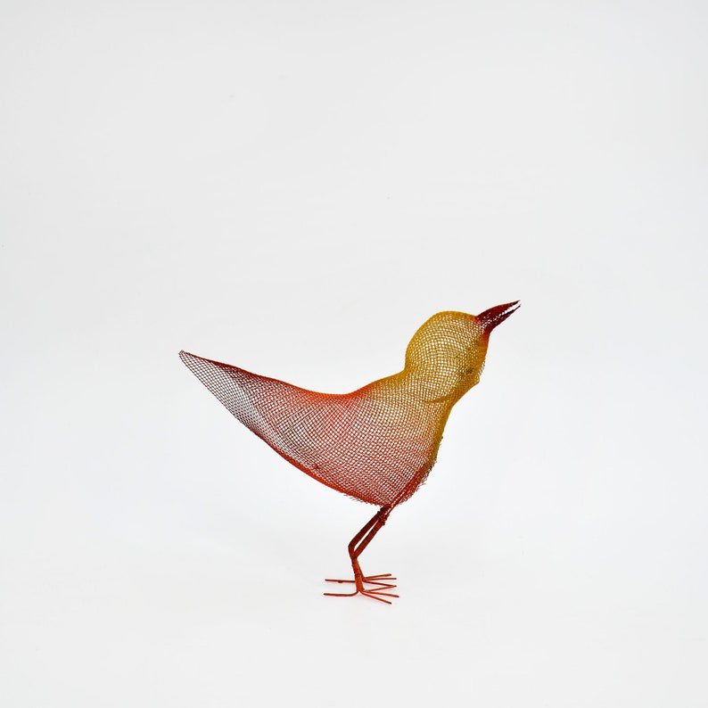 Bird sculpture, Abstract bird, Contemporary metal art, Bird decorations for home, 3d art orange image 8