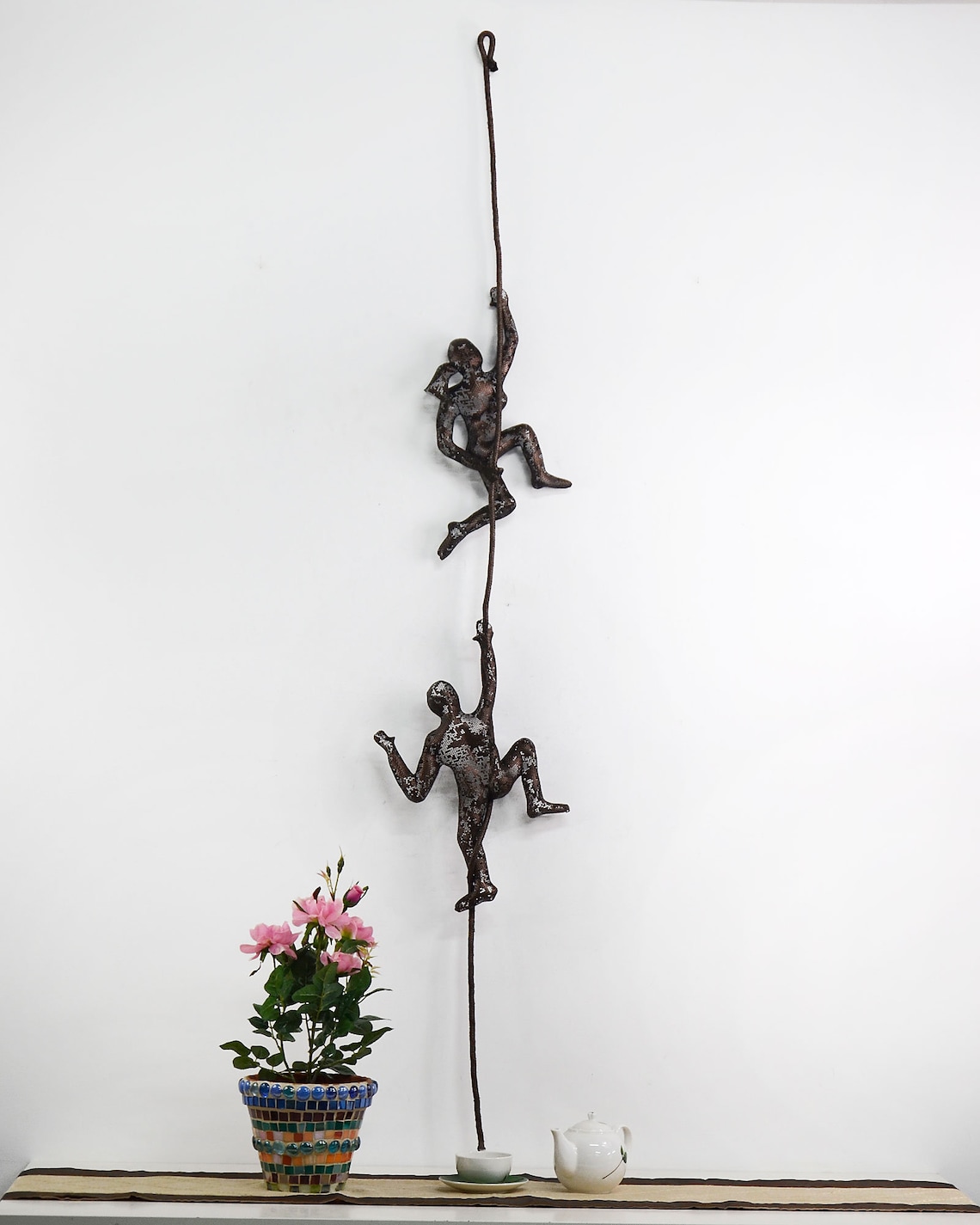 Metal Wall Art SET of 2 Climbing Figures on Rope Wall Decor Etsy UK