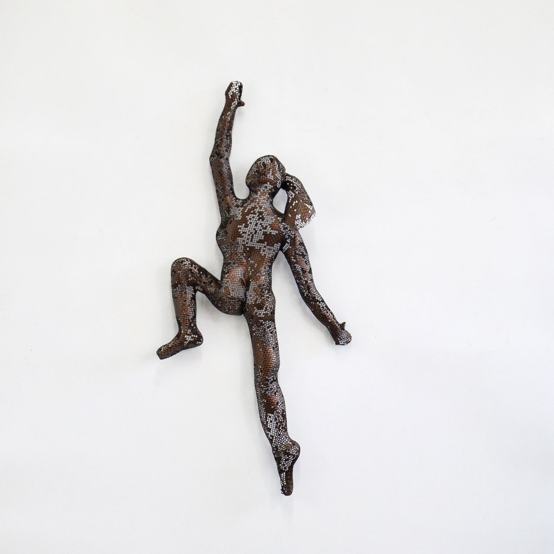 Climbing Woman Figure Metal Wall Art Rock Climber Wire Mesh Etsy