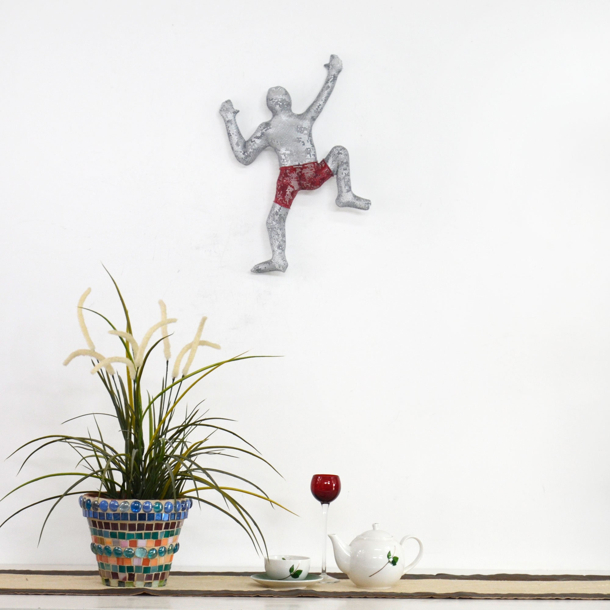 Climbing Man Figure Metal Wall Art Rock Climber Wire Mesh Etsy Canada