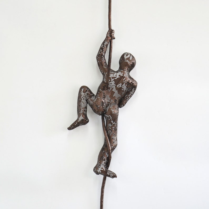Wall hanging Climbing man on rope home decor metal Etsy