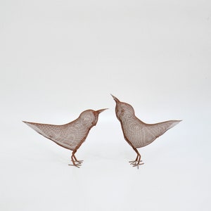 Set of 2 Small metal Bird sculptures, Metal bird figurines, Contemporary metal art, Bird decorations for home, 3d art image 8