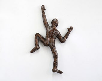 Climbing man Wall Art Decor Rock Climber Sculpture Contemporary Artwork Gift For Home Interior Design