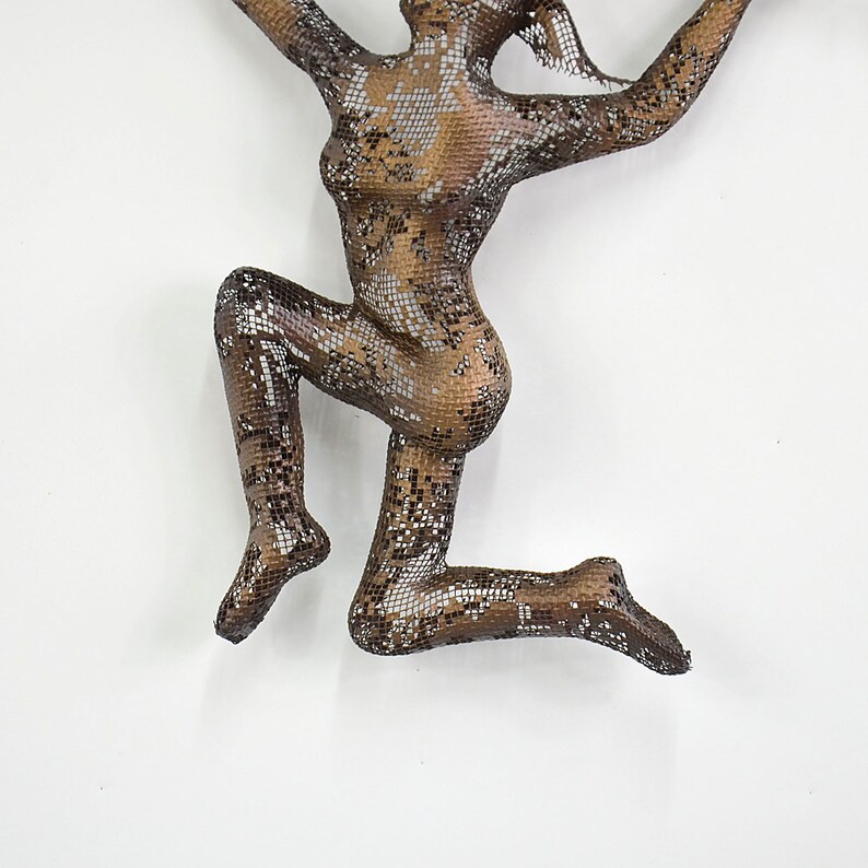 Metal wall art Climbing woman sculpture on tree branch Etsy