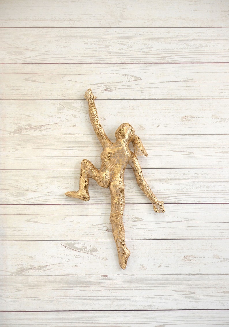 Climbing Woman Figure Metal Wall Art Rock Climber Wire Mesh Etsy