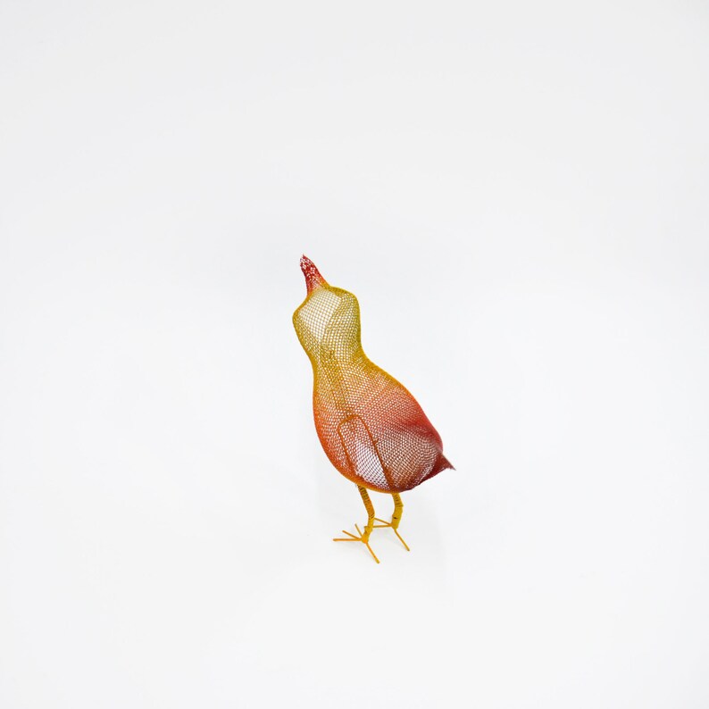 Bird sculpture, Abstract bird, Contemporary metal art, Bird decorations for home, 3d art orange image 4