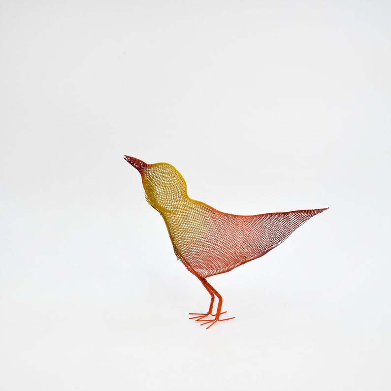 Bird sculpture, Abstract bird, Contemporary metal art, Bird decorations for home, 3d art orange image 7