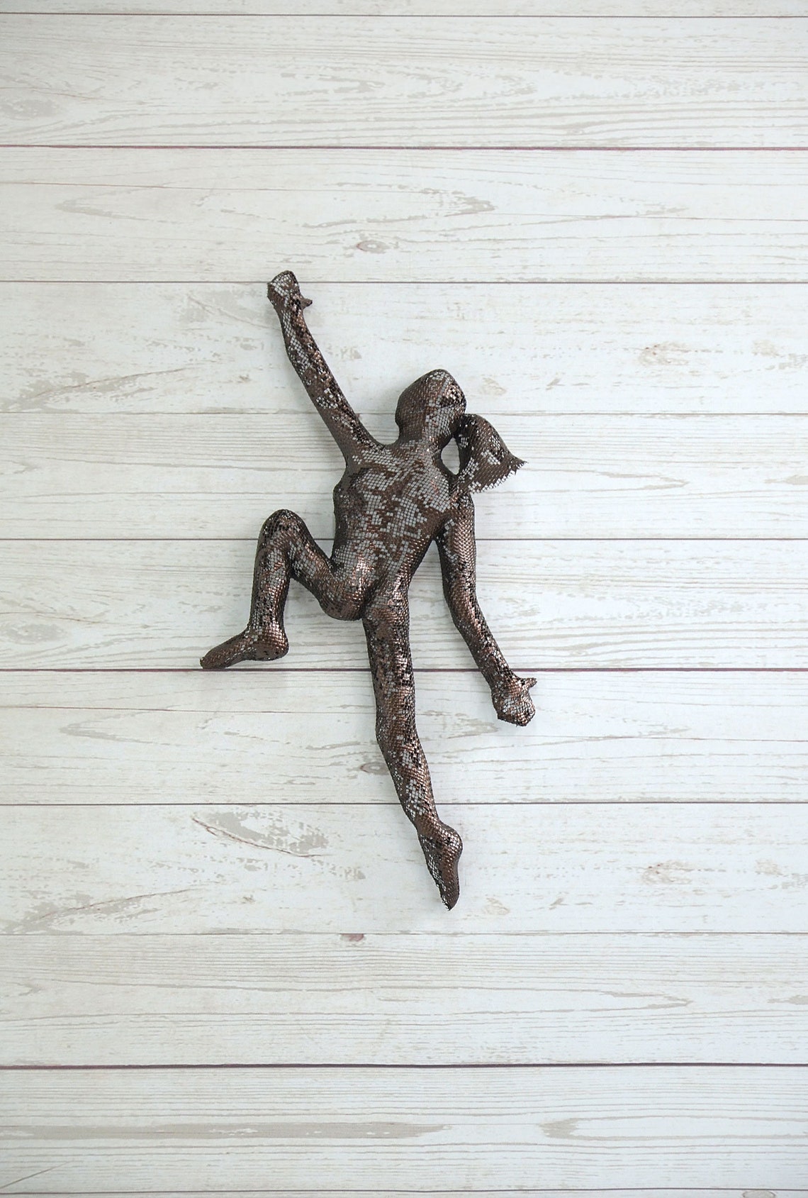 Climbing Woman Figure Metal Wall Art Rock Climber Wire Mesh Etsy