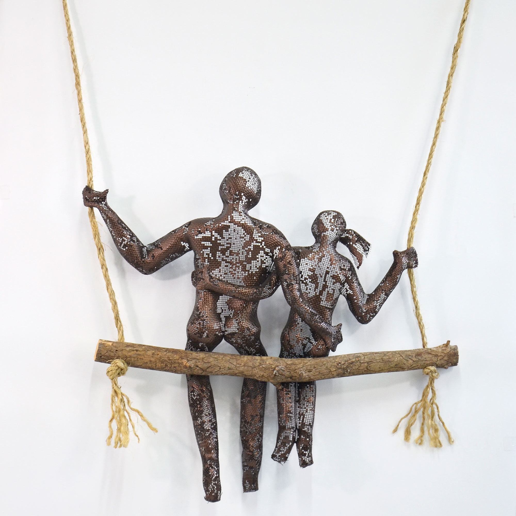 Metal Wall Art Couple on a Swing 3d Wall Art Contemporary Etsy UK