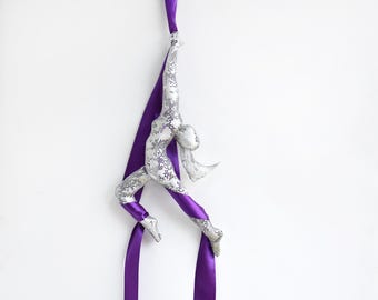 Aerial silks, Metal Acrobat Gymnastics sculpture, Dancer art