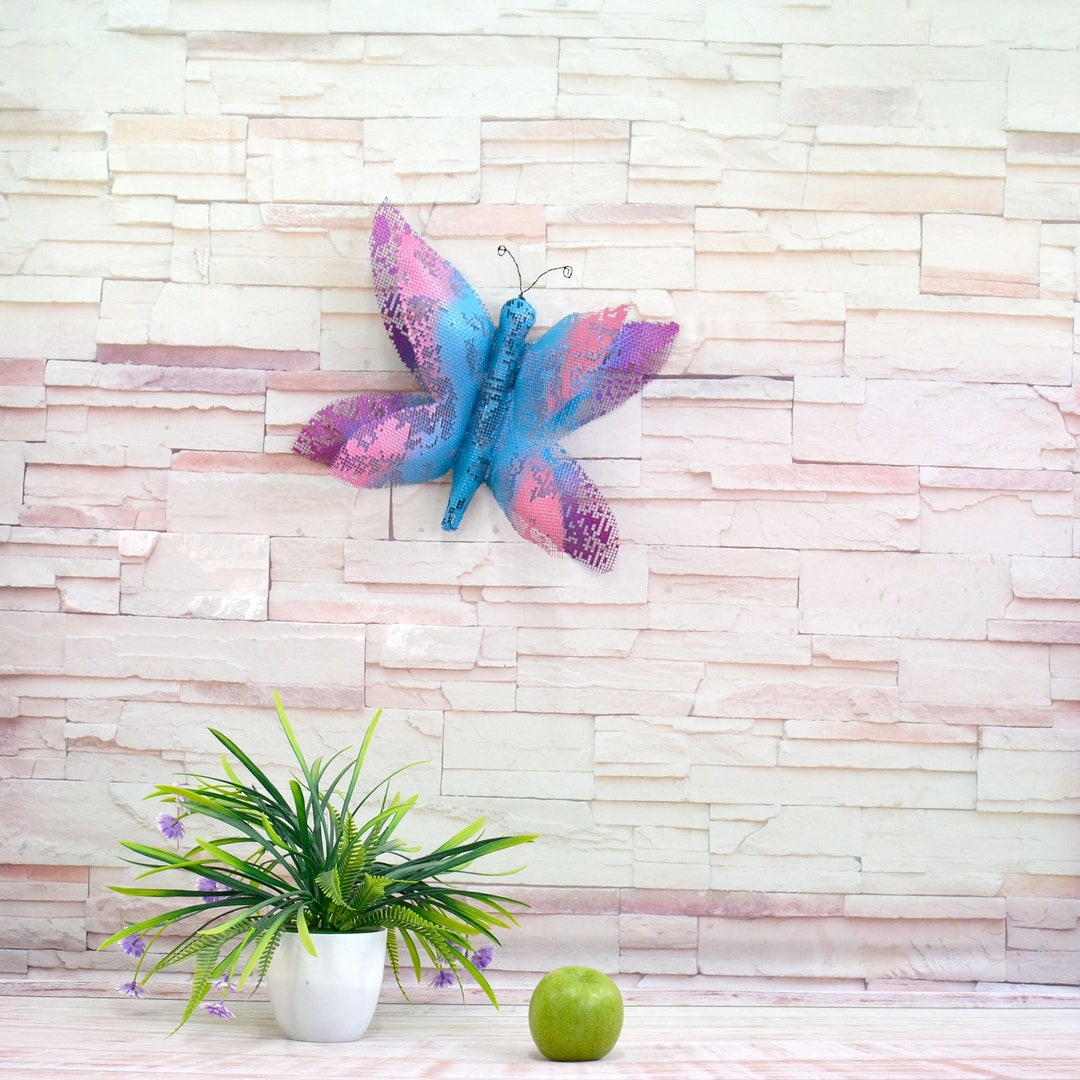 Arte murale in metallo 3D a forma di farfalla, farfalla volante ...