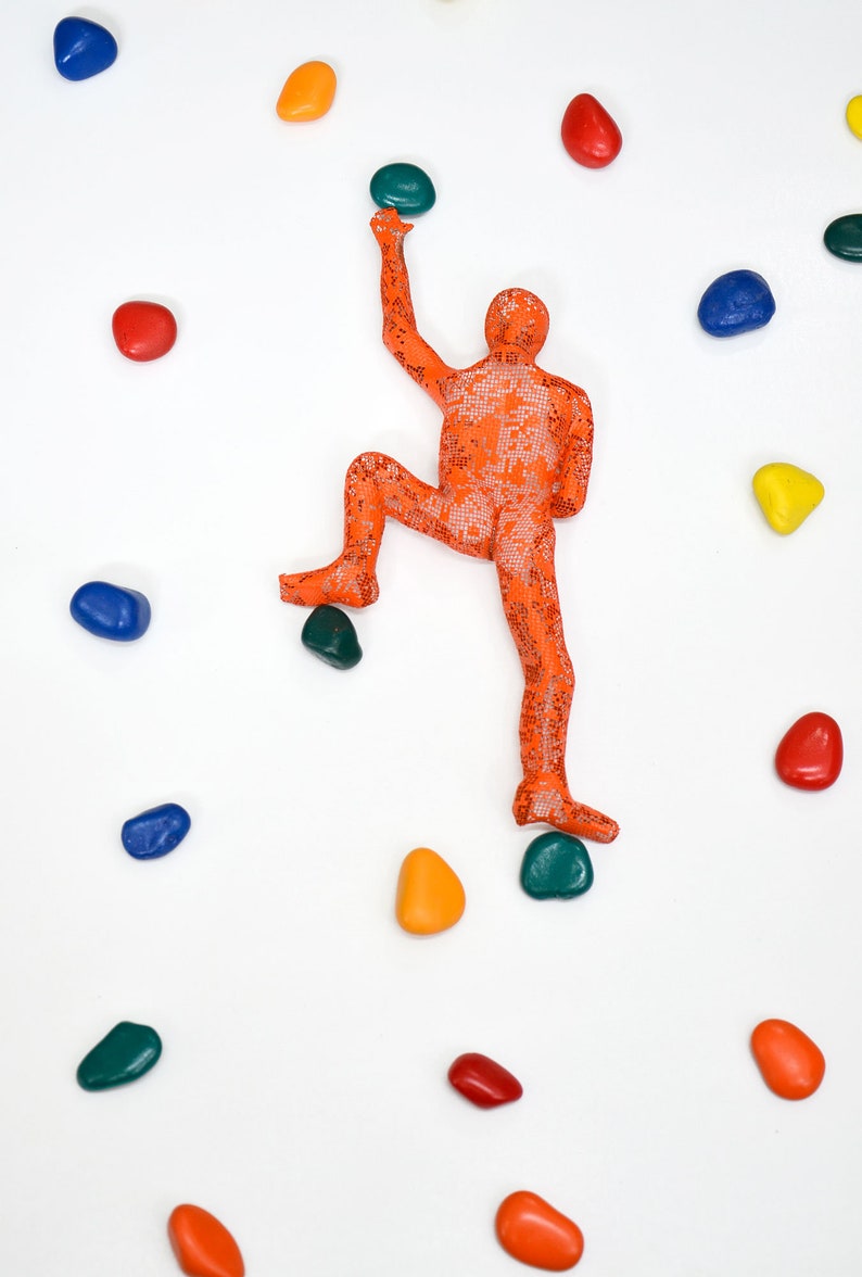 3d wall art, Climbing man sculpture, home decor, metal wall art, metal sculpture, rock climbing Orange image 7