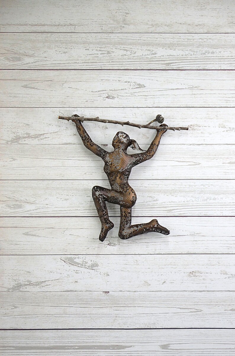 Metal wall art Climbing woman sculpture on tree branch Etsy
