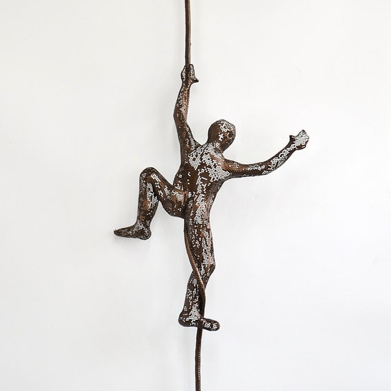Rock climber Climbing Figure on the rope Metal art sports Etsy