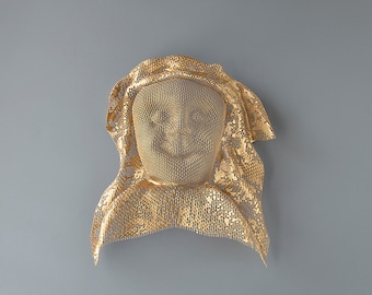 Face Mask art, Contemporary art, Mask sculpture, Decorative art, wall hanging, abstract 3d metal wall sculpture
