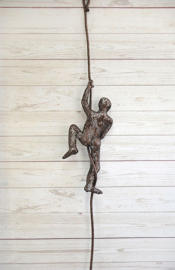 Wall hanging Climbing man on rope home decor metal Etsy