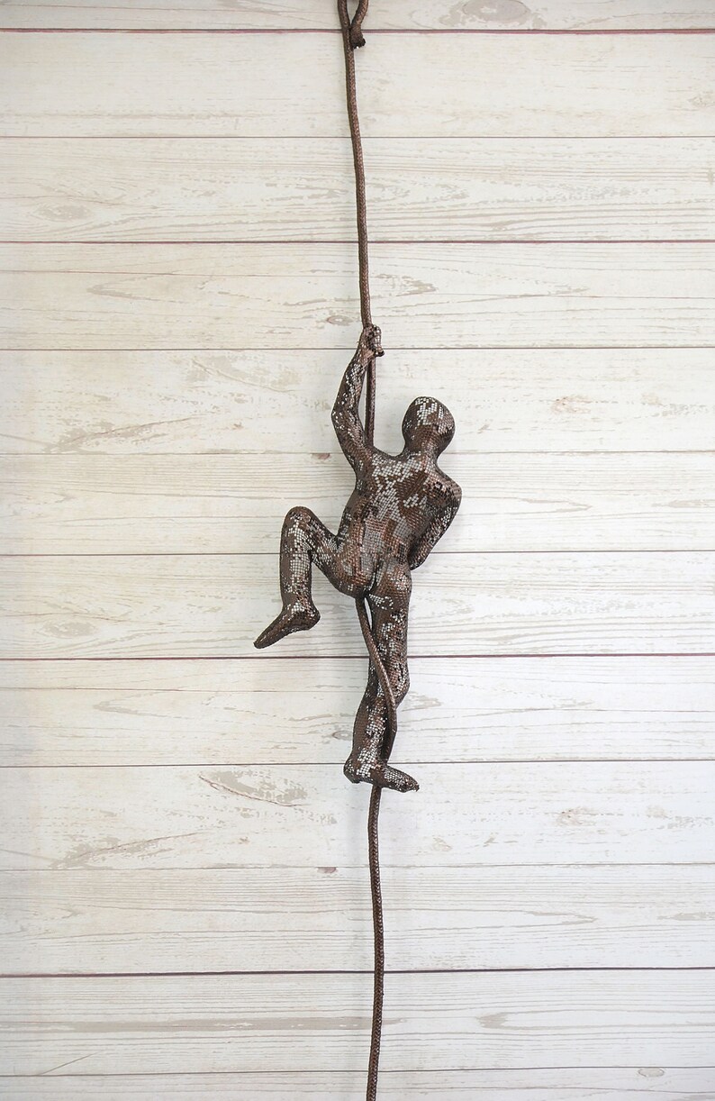 Wall hanging Climbing man on rope home decor metal Etsy