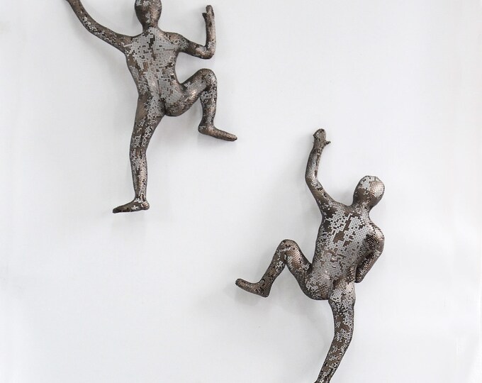 SET of 2 Climbing Sculpture Wall Art Gift for Home Decor Interior