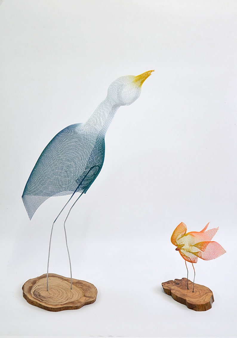 Metal Bird Sculpture Contemporary Metal Art Bird Figurines Etsy