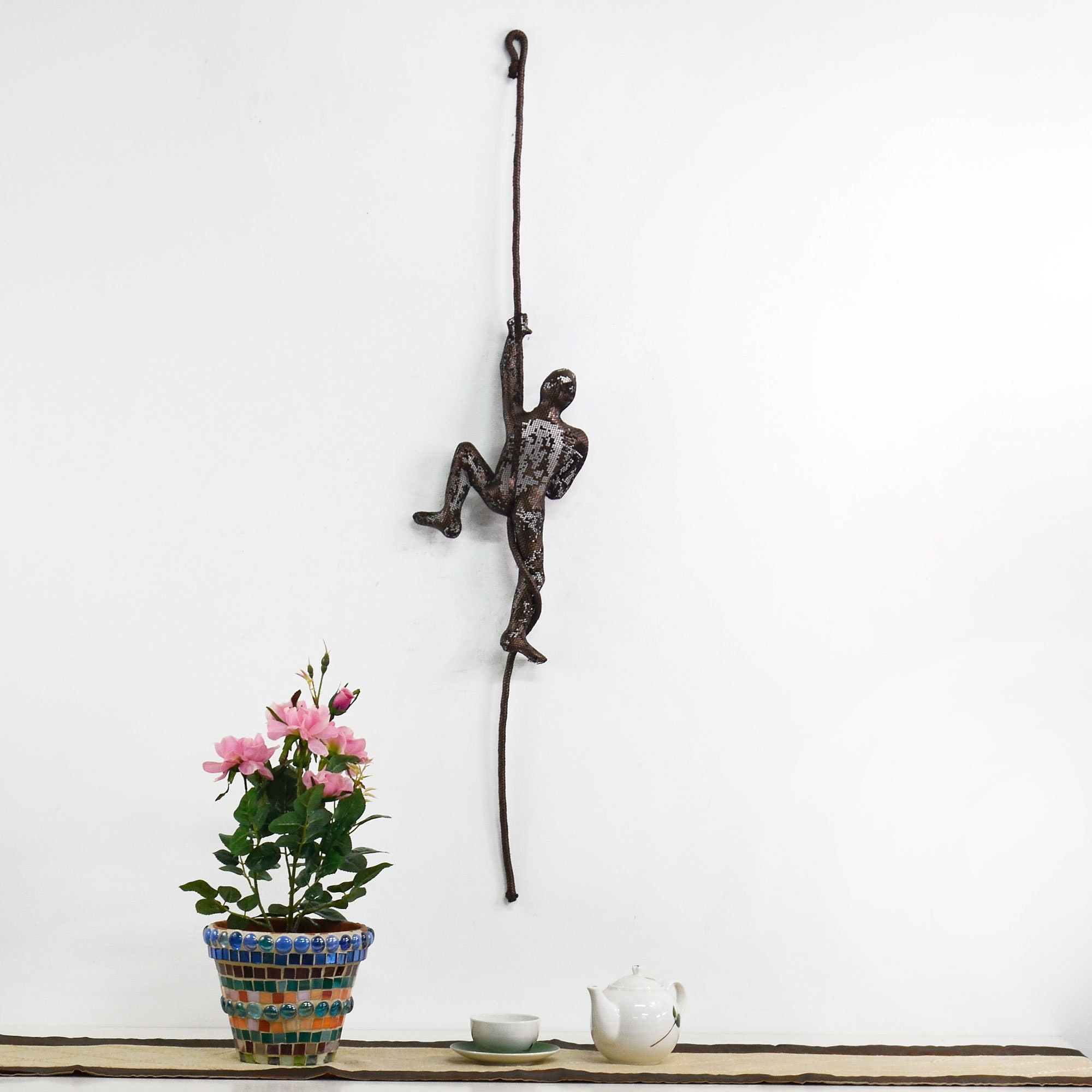 Wall hanging Climbing man on rope home decor metal Etsy