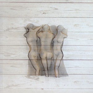 Metal wall art, 3 torso women, metal art sculpture, 3d nude decor, Sexy Nude torso sculpture image 4