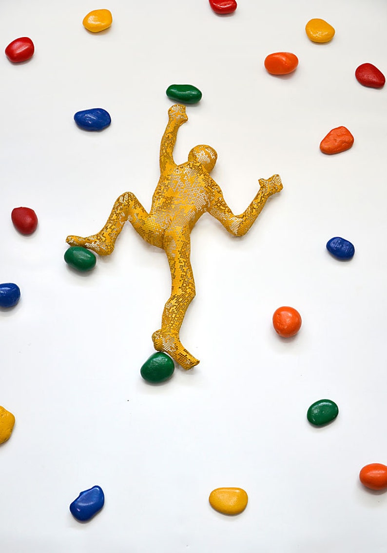 Contemporary Metal Wall Art Climbing Man Sculpture Wire Mesh Etsy
