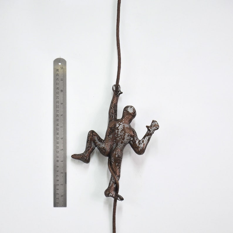 Miniature Metal Sculpture, Climbing Man on the Rope, Wall Ideas, Wall ...