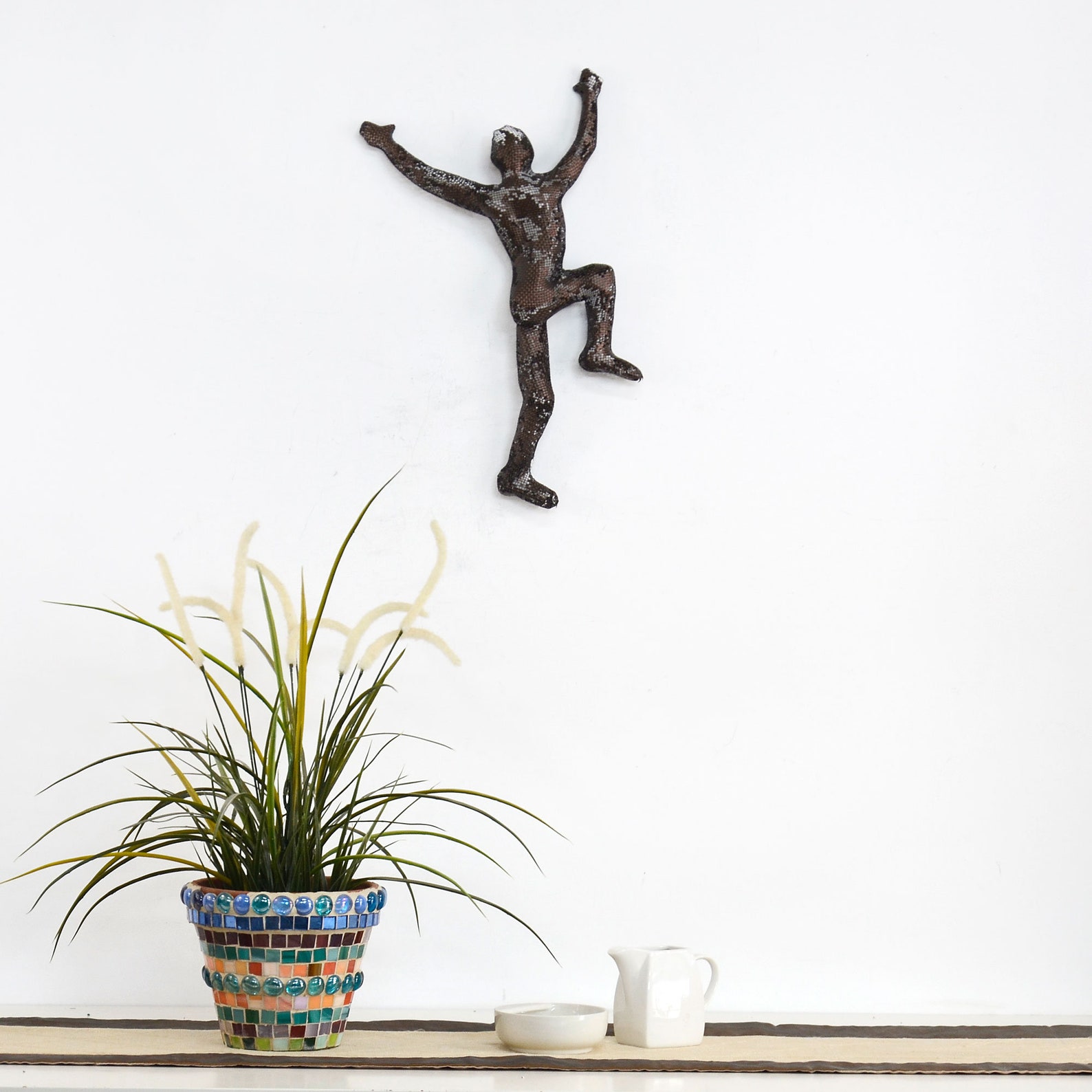 Metal Sculpture of a Climbing Man Metal Wall Art Climber 3d Etsy