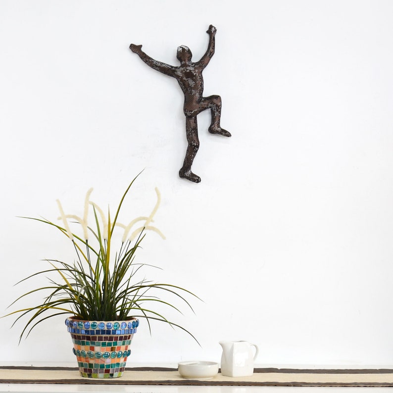 Metal Sculpture of a Climbing Man Metal Wall Art Climber 3d Etsy