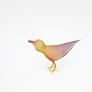 Bird sculpture, Abstract bird, Contemporary metal art, Bird decorations for home, 3d art orange image 2